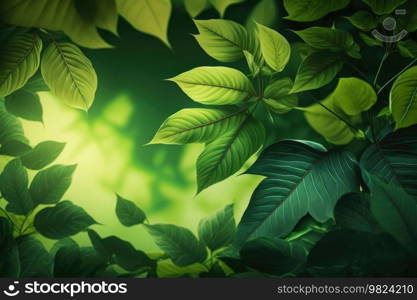 Green Leaves Natural Flower Background. Illustration Generative AI