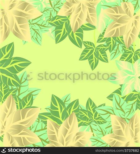 green leaves vector frame background spring or summer season border