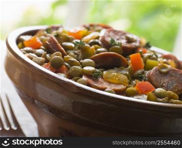 Green Lentil and Chorizo Sausage Stew