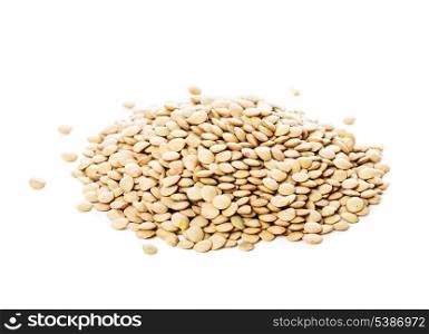 green lentils heap isolated on white background