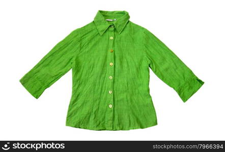 Green lime women linen blazer on white background