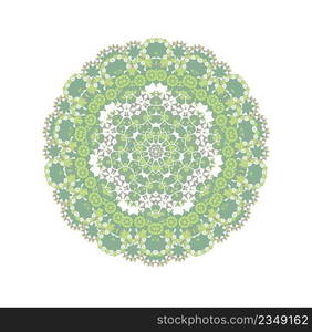 Green mandala art. Round ornament pattern isolated. Abstract green mandala