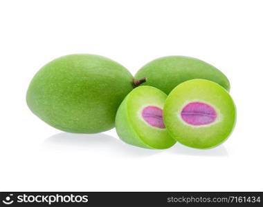 Green marian plum or maprang isolated on white background