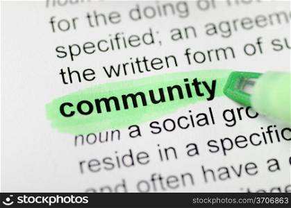 Green marker on community word