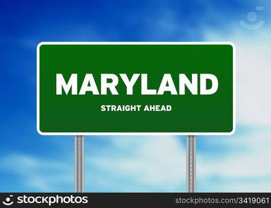 Green Maryland, USA highway sign on Cloud Background.