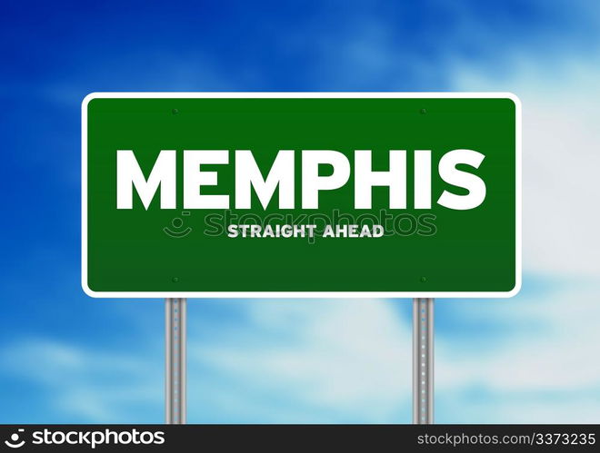 Green Memphis, Tennessee, USA highway sign on Cloud Background.