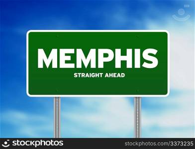 Green Memphis, Tennessee, USA highway sign on Cloud Background.