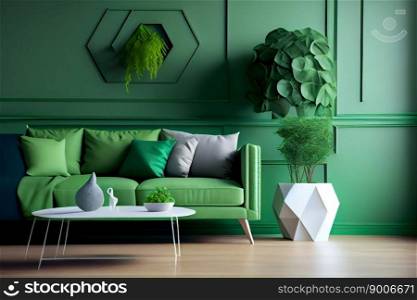 Green  modern interior style. Generative AI
