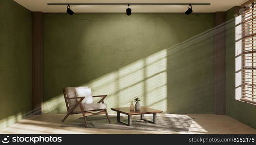 Green Modern room interior wabisabi style and sofa and decoration japanese.3D rendering