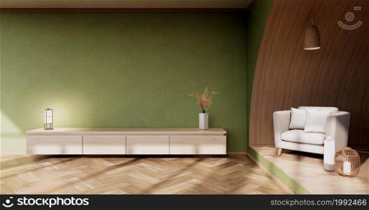 Green modern room japanese style.3D rendering