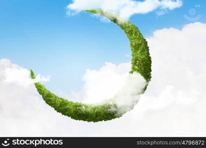 Green moon. Conceptual image of moon made of green leaves