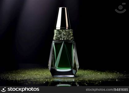 Green nail polish bottle.