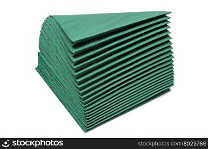 green napkins isolated on white