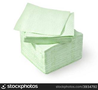 green napkins isolated on white background