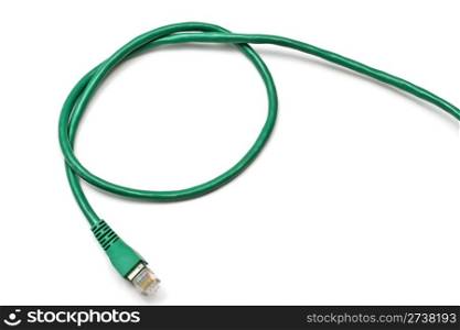 Green network plug isolated on white