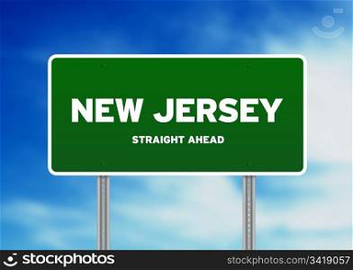 Green New Jersey, USA highway sign on Cloud Background.