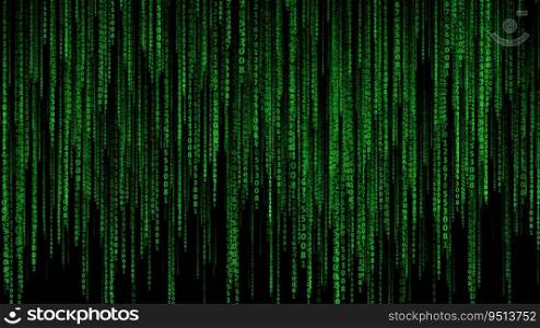 Green numbers on a dark background. Digital background artificial intelligence technology. 3d illustration.. Green numbers on a dark background. Digital background artificial intelligence technology. 