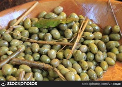 Green olives on a local French market