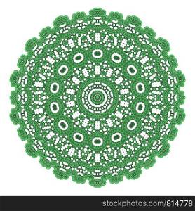 Green Ornamental Pattern. Round Texture Oriental Geometric Ornament.. Green Ornamental Pattern. Round Texture. Oriental Geometric Ornament