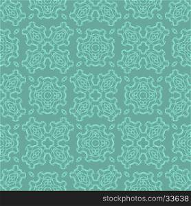 Green Ornamental Seamless Line Pattern. Endless Texture. Oriental Geometric Ornament. Green Ornamental Seamless Line Pattern