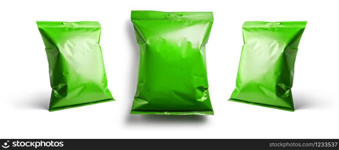 Green packaging template for your design. In different angles on a white background.. Green packaging template for your design. In different angles on a white background