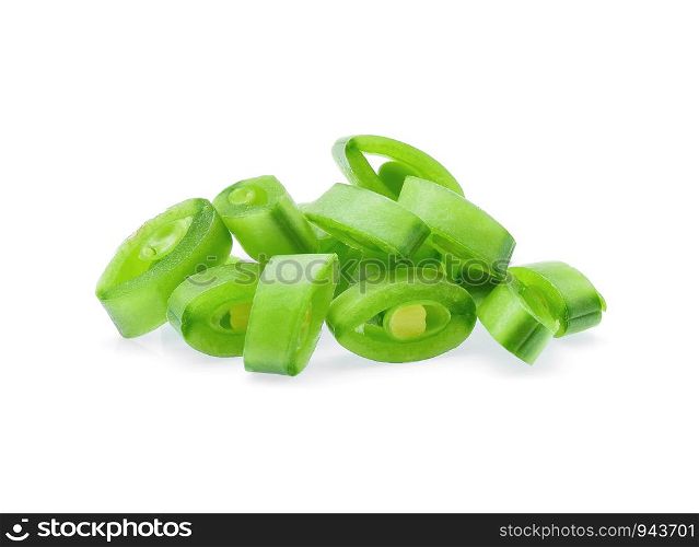 green pea pod on white background
