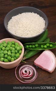 green pea with rice and ham