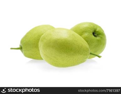 Green pear isolated on white background.