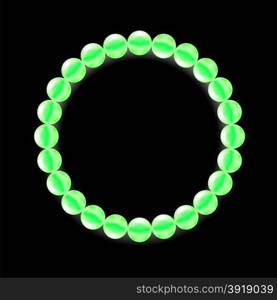 Green Pearl Necklace Isolated on Black Background. Green Pearl Necklace