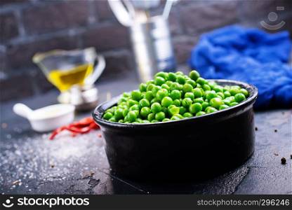 green peas in bowl on a table