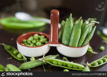 green peas on the table
