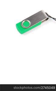green pen drive isolated on white background