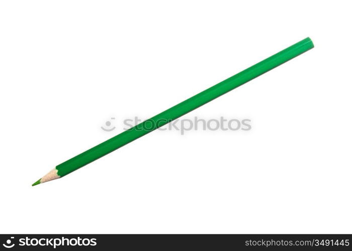 green pencil isolated on a white background