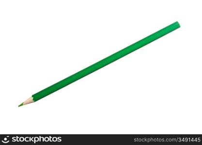green pencil isolated on a white background