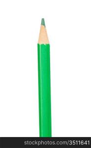 Green pencil vertically isolated on white background