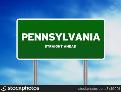 Green, Pennsylvania , USA highway sign on Cloud Background.