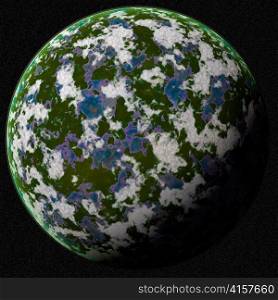 Green planet in outer space