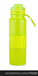 Green plastic sports water bottle with water isolated on the white background