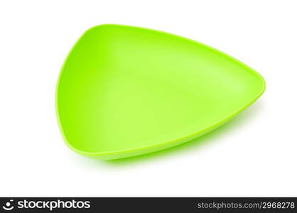 Green plate isolated on the white background