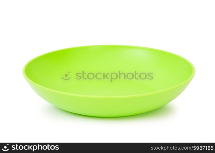 Green plate isolated on the white background