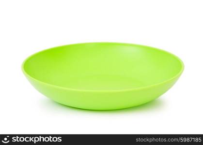 Green plate isolated on the white background
