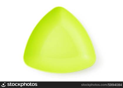 Green plate isolated on the white background
