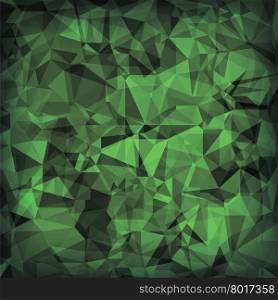 Green Polygonal Background. Green Crystal Triangle Pattern. Green Polygonal Background