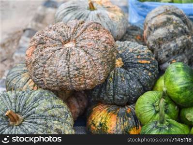 Green pumpkin for sale in the market asia
