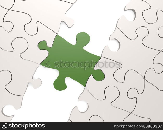 Green puzzle as a bridge with a white parts, 3D rendering