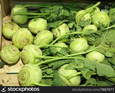 green radish in supermarket