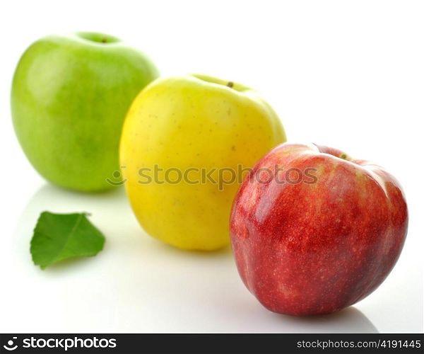 green, red and yellow apples