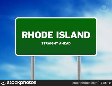 Green Rhode Island, USA highway sign on Cloud Background.