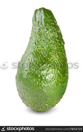 Green Ripe Avocado Isolated On White Background