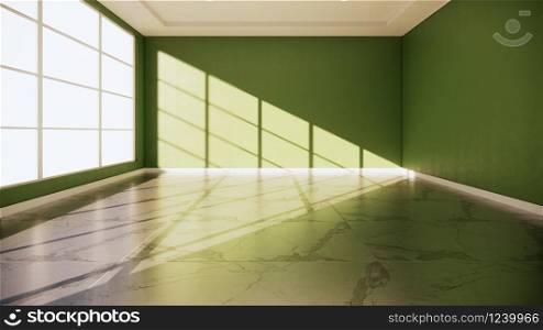 green room interior - Empty room of natural stone granite floor.3D rendering